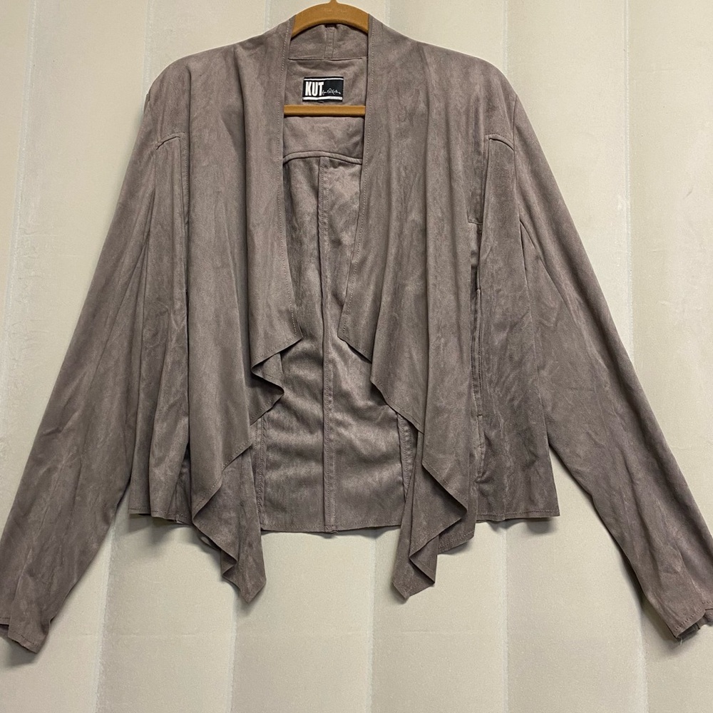 Kut From The Kloth Women’s Tayanita Jacket Faux Suede Soft Open Drape Front Y2K